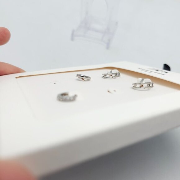 Zara Monday To Friday Silver Tone Mini Hoop Earring Set READ ME - Picture 4 of 7